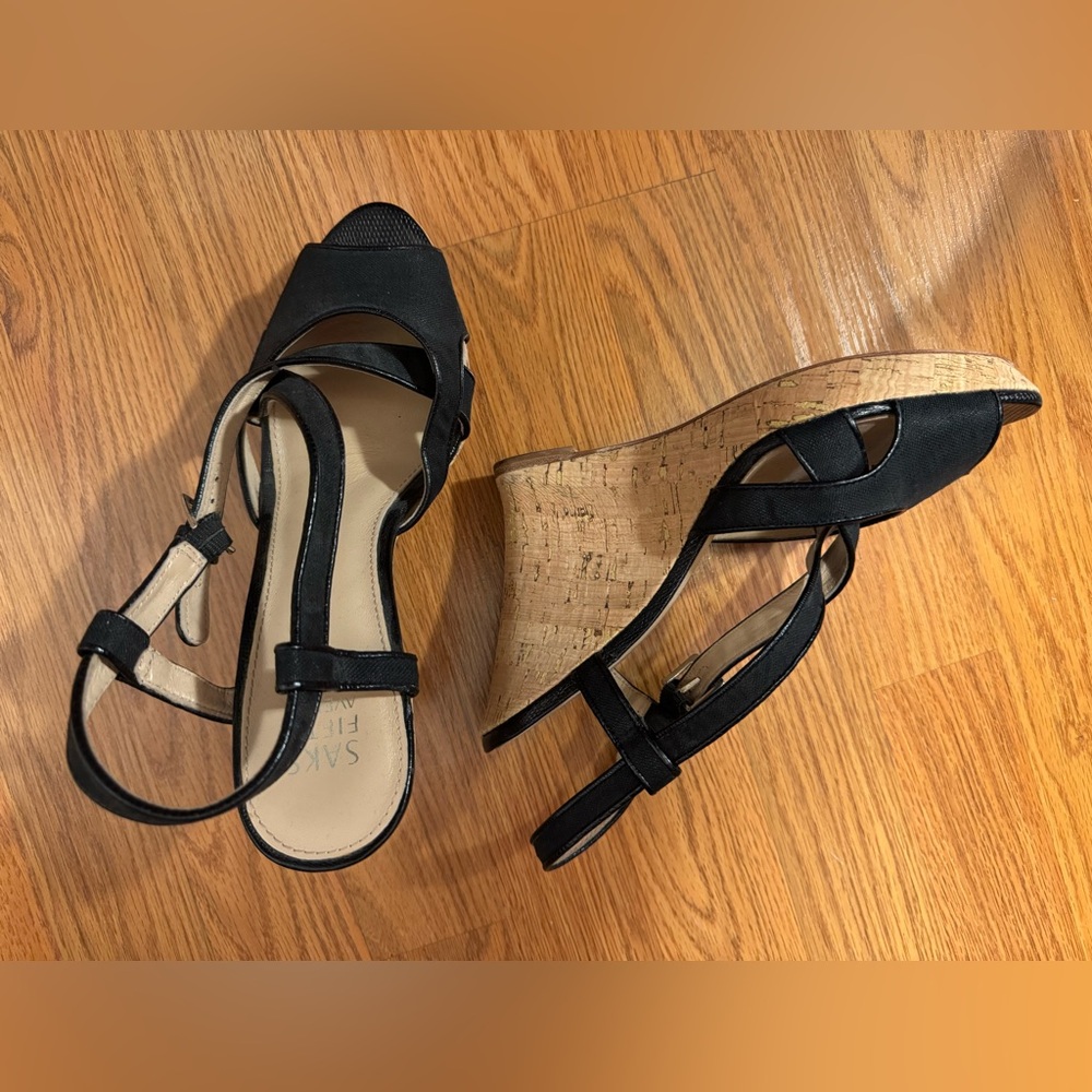 Saks Fifth Avenue Black Heels with Sleek Straps
